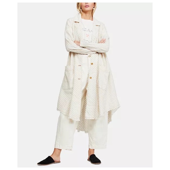 Free People Jackets & Blazers - NWT Free People Let's Just Cruise Frayed Duster S